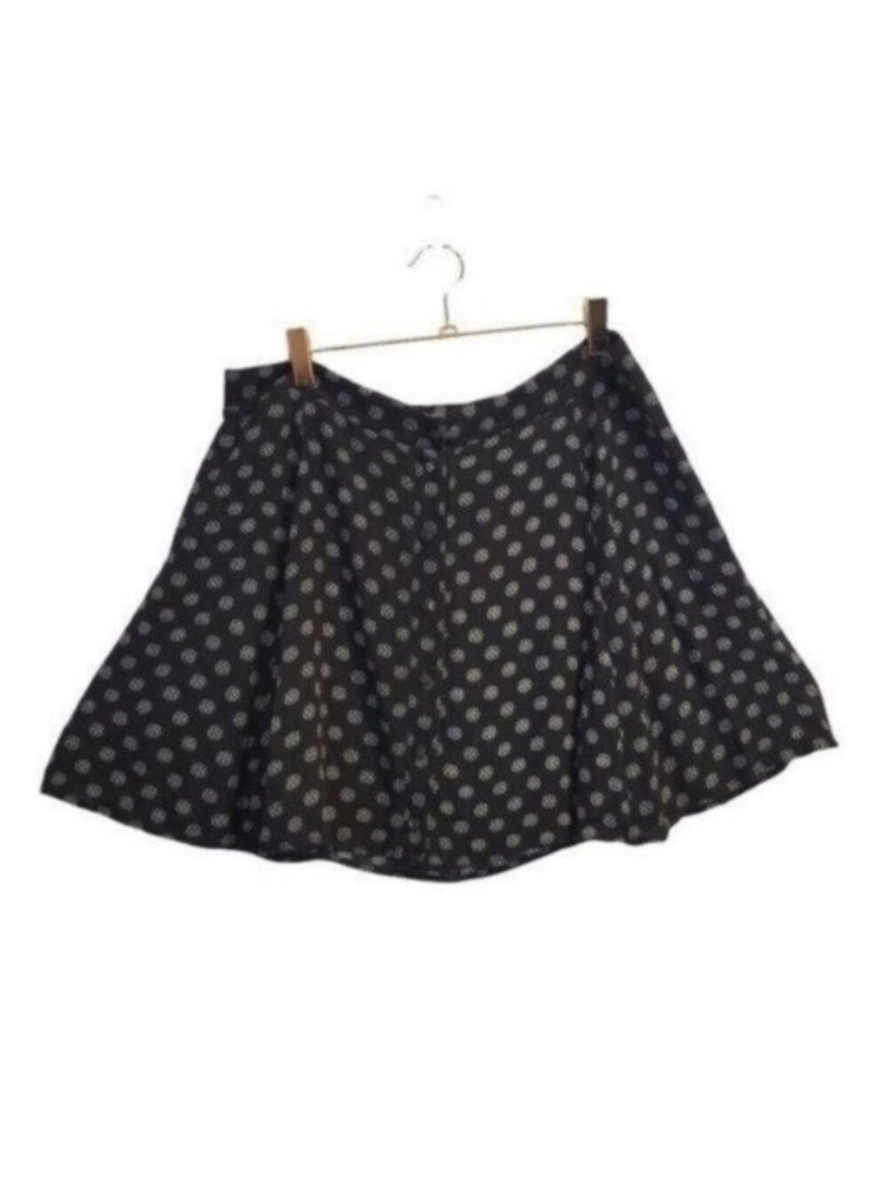 L.A. Hearts | Printed Button Front detail Circle Mini Skirt Black white